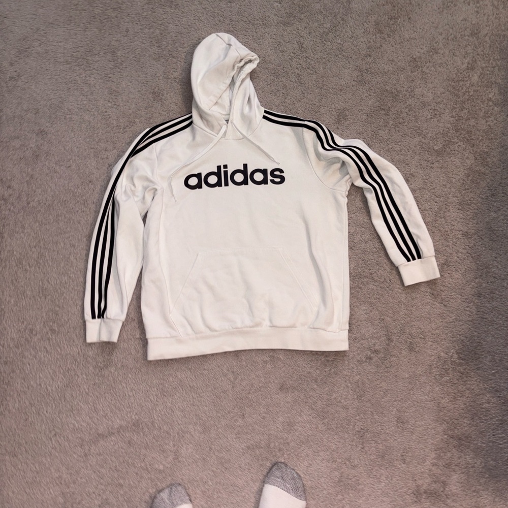 Adidas White Hoodie with Black Accents